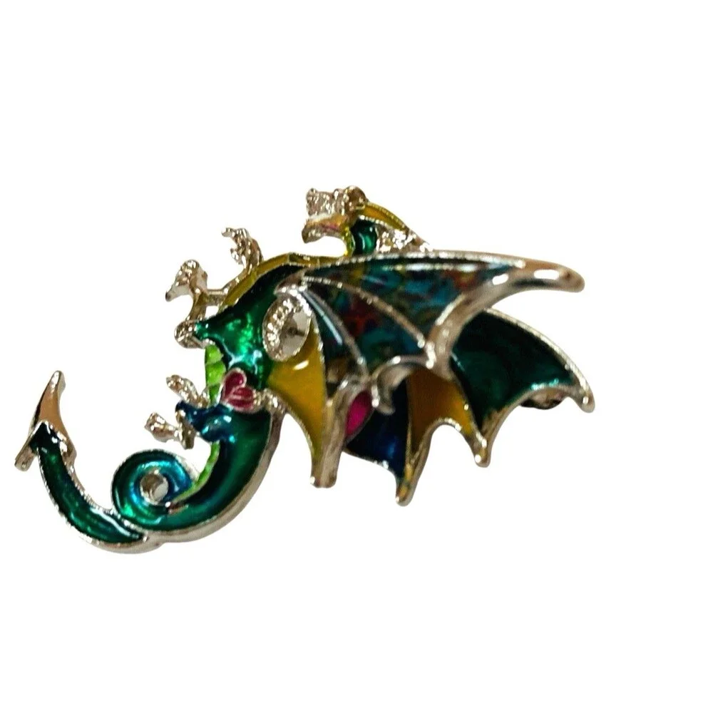 BONSNY Mythical Dragon Brooch Enamel Plated Metal Alloy